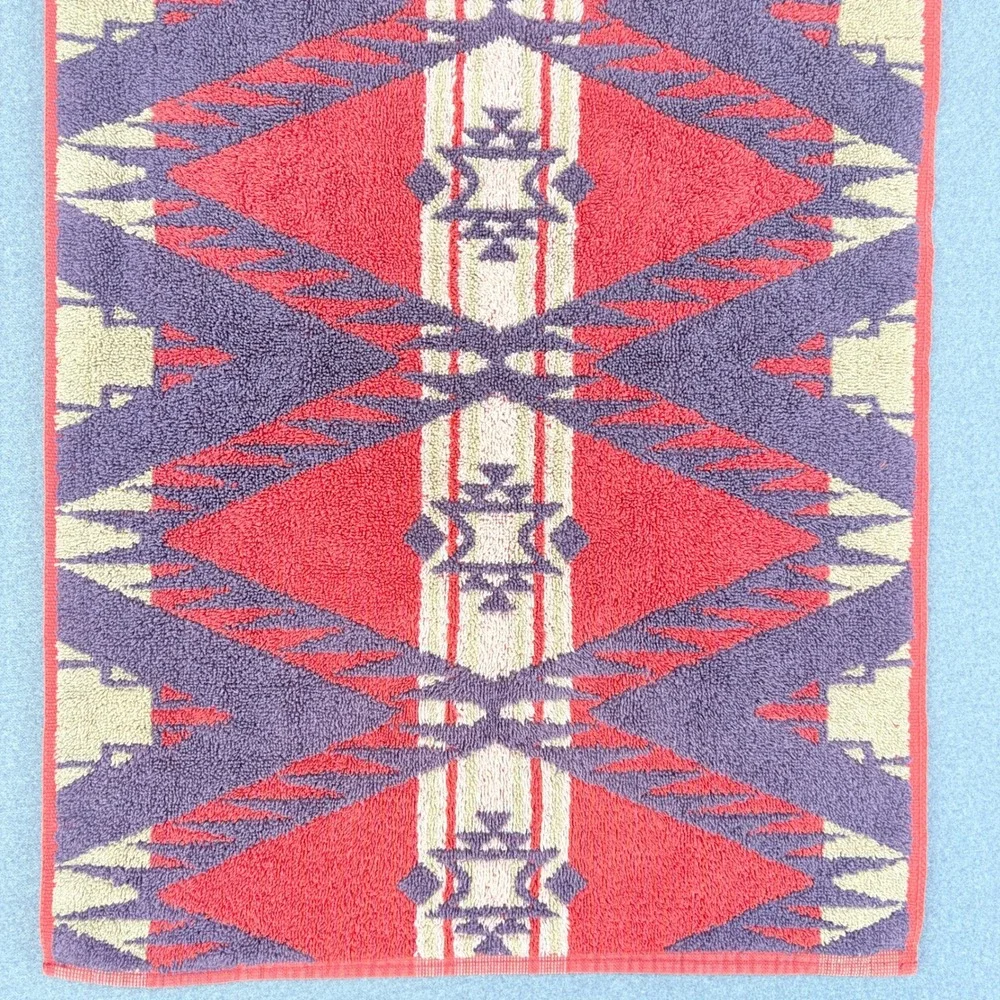 Ralph Lauren Southwestern Geometric Hand Towel Red Purple 100% Cotton USA Made